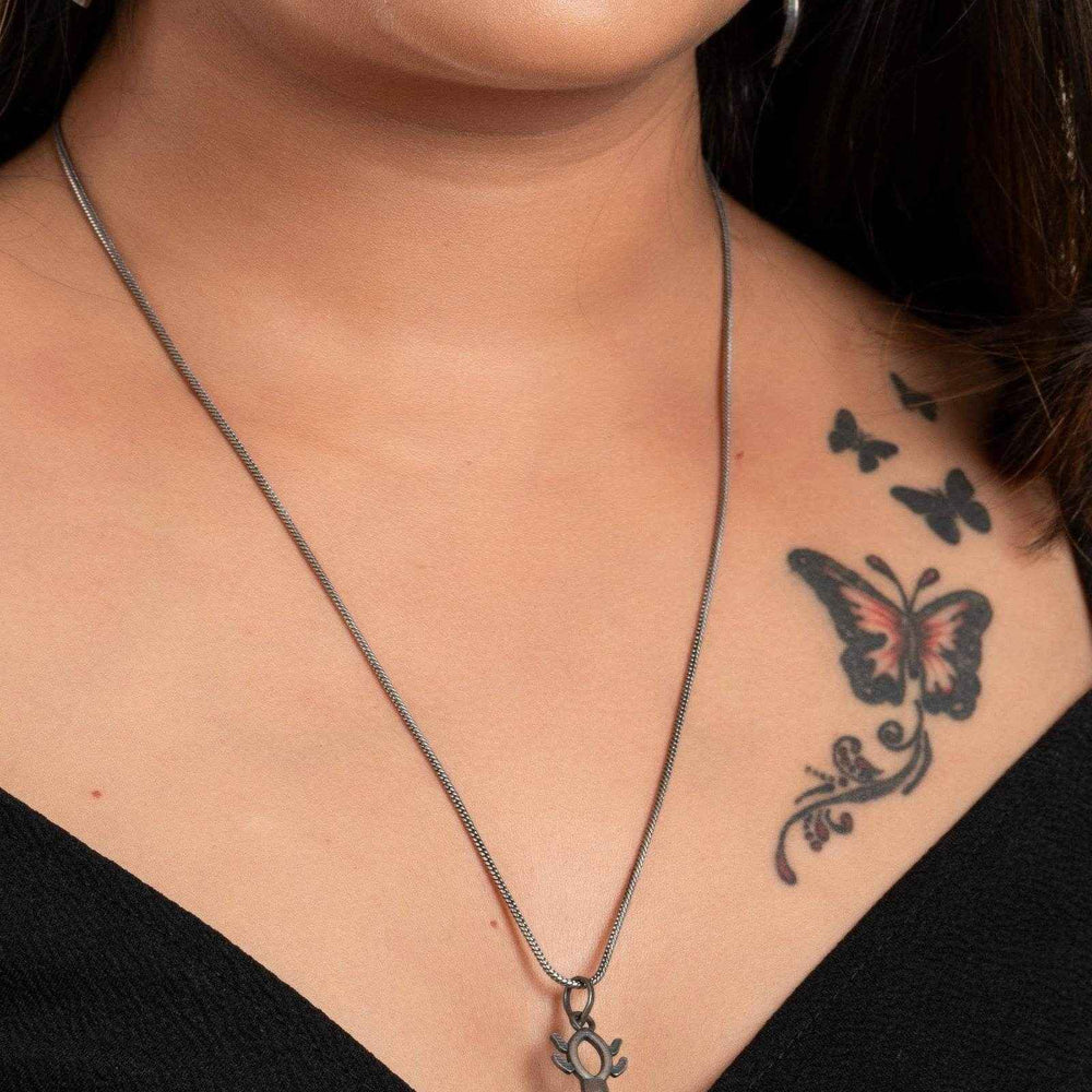 Oxidised Silver Maa Kali Necklace Set With Matching Earrings - Elegant Jewelry - Lookandadorn.com