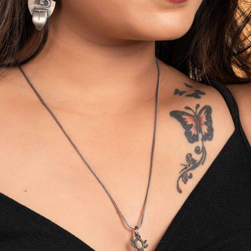 Oxidised Silver Maa Kali Necklace Set With Matching Earrings - Elegant Jewelry - Lookandadorn.com