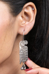 Oxidized Silver Parrot Bird Earrings - Unique Statement Design for Daily and Special Occasions - Lookandadorn.com