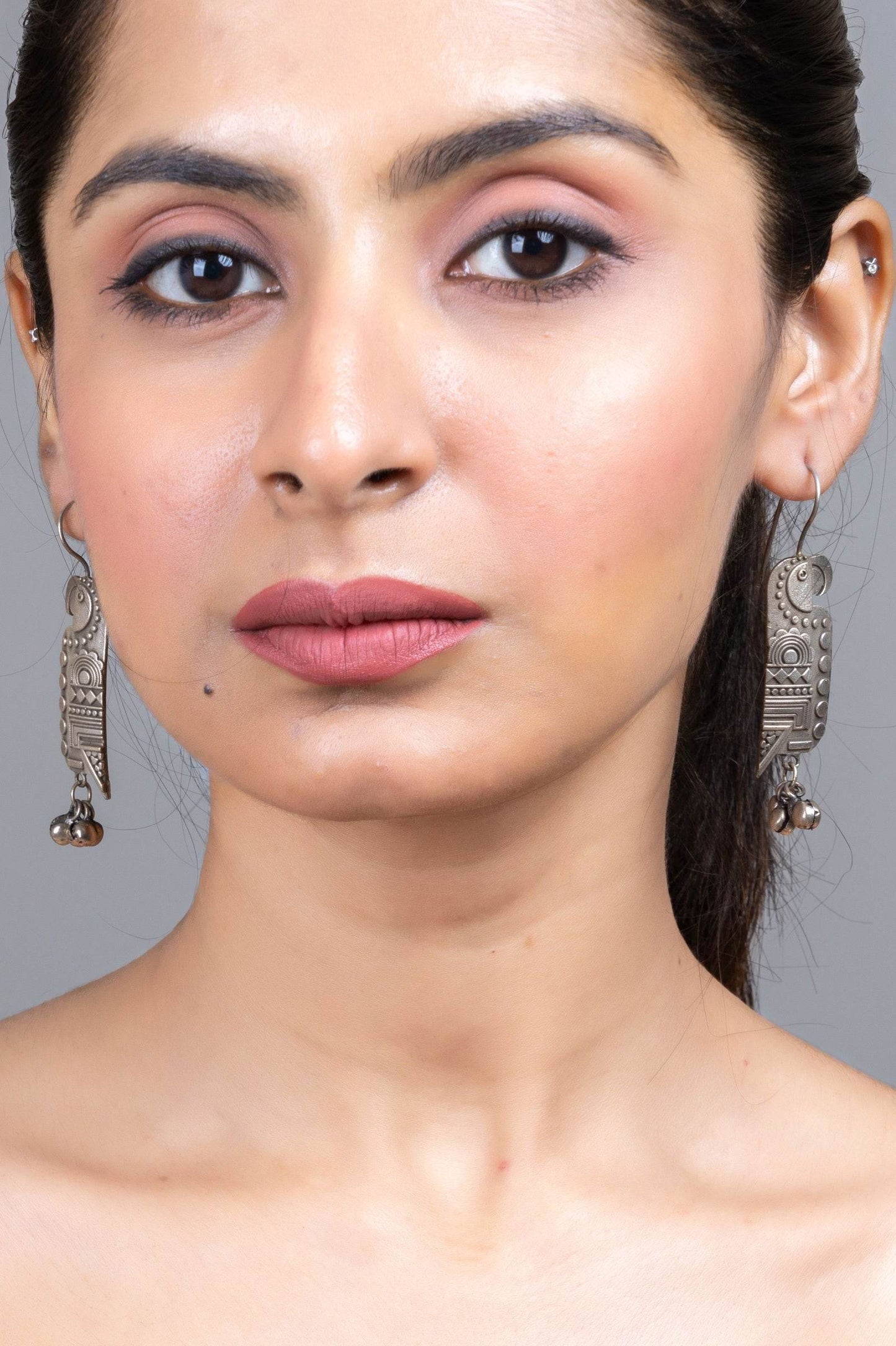 Oxidized Silver Parrot Bird Earrings - Unique Statement Design for Daily and Special Occasions - Lookandadorn.com
