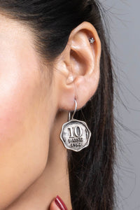 Oxidized Silver Replica 10 Paise Lightweight Vintage Earrings for Daily Wear Jewelry and Sensitive Ears - Lookandadorn.com