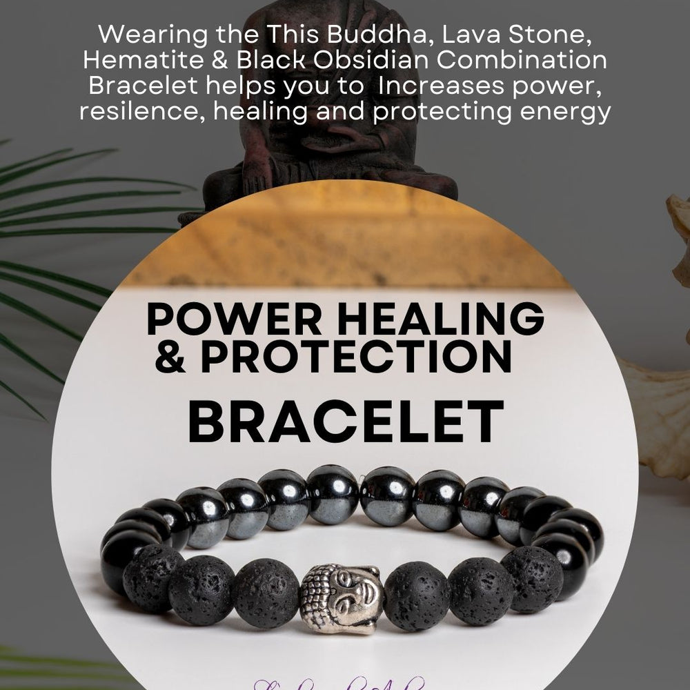 Triple protection Bracelet for Power Healing and Protection (Lava, Hematite & Black Obsidian) - Lookandadorn.com