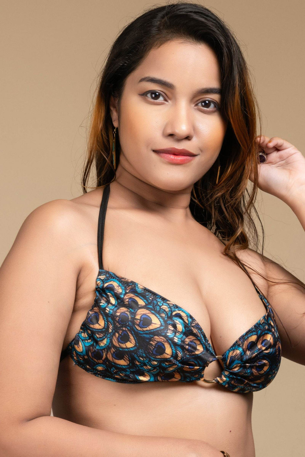 Printed Satin Women's Backless Blouse with Halter Neck Design, Non-Padded for Beach & Party - Lookandadorn.com