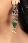 Pure Afghan Pink Green Dangler Earrings - Unique Design for All Occasions, Non-Allergic Material - Lookandadorn.com