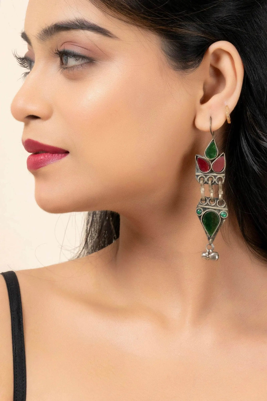 Pure Afghan Pink Green Dangler Earrings - Unique Design for All Occasions, Non-Allergic Material - Lookandadorn.com