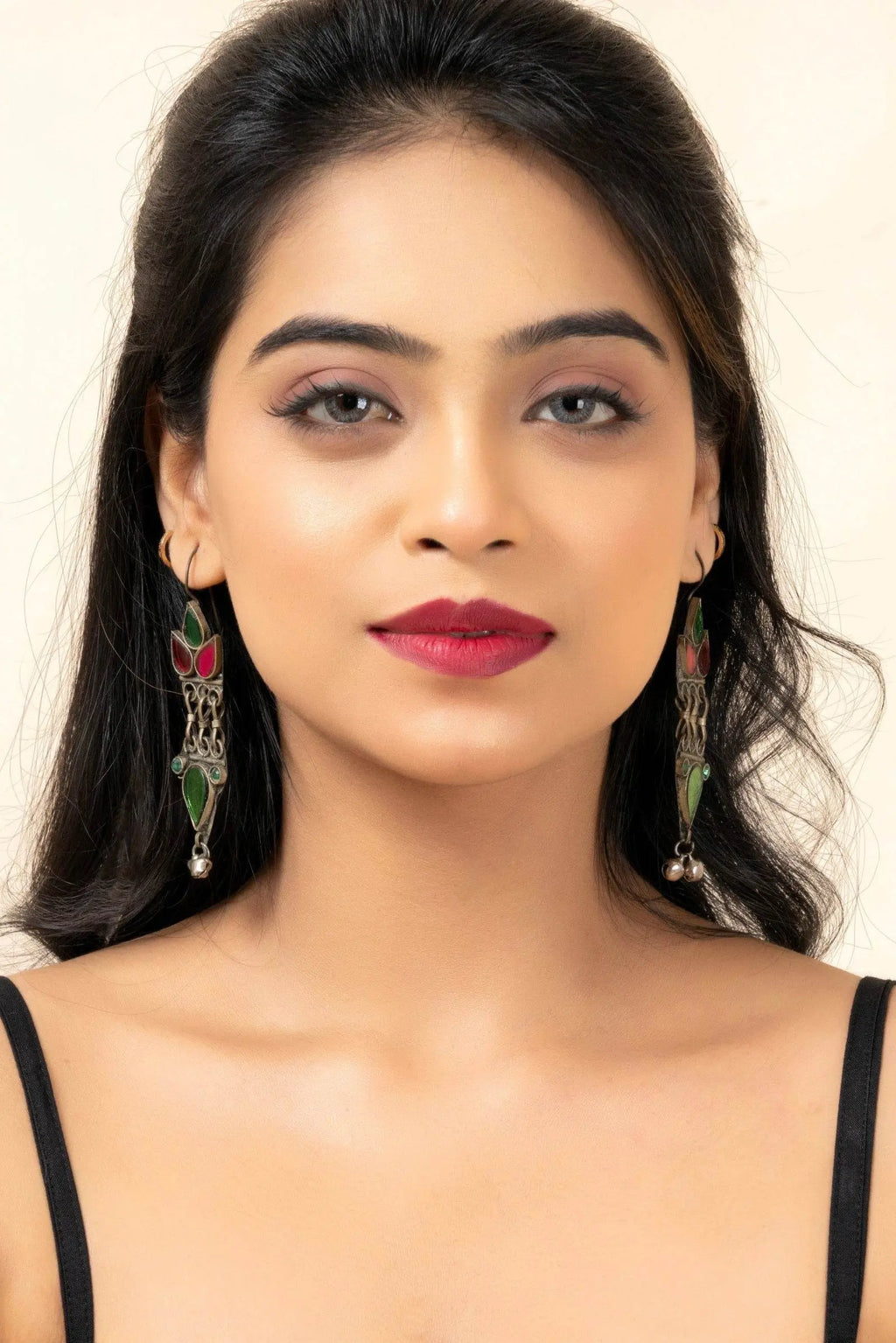 Pure Afghan Pink Green Dangler Earrings - Unique Design for All Occasions, Non-Allergic Material - Lookandadorn.com