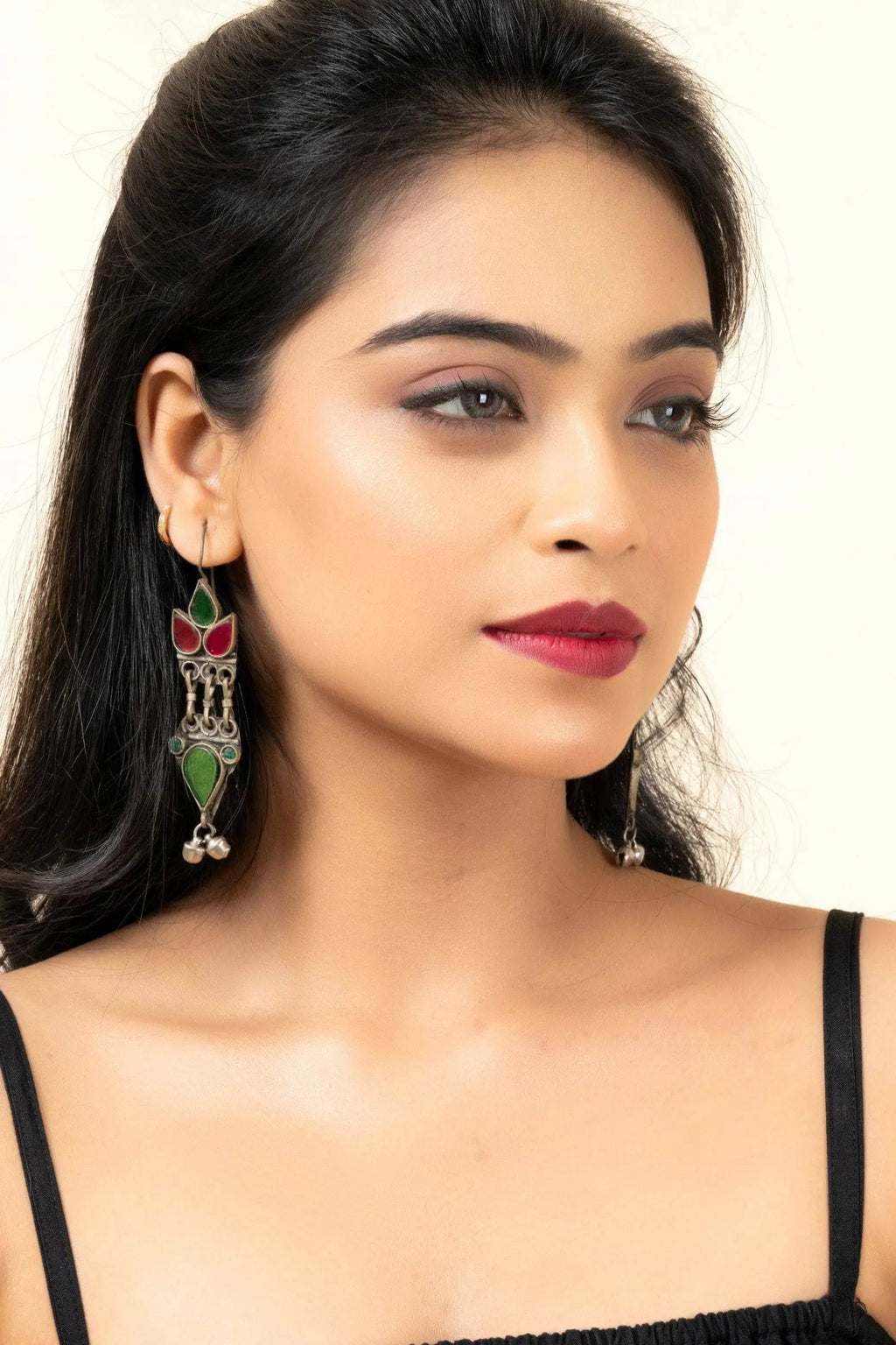 Pure Afghan Pink Green Dangler Earrings - Unique Design for All Occasions, Non-Allergic Material - Lookandadorn.com