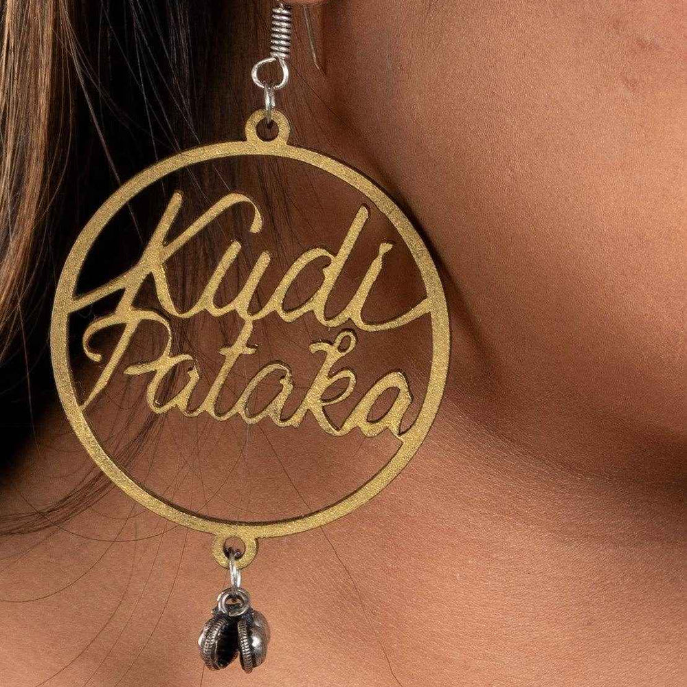 Quirky Golden Kudi Pataka Earrings with Ghungroo - Oxidised Silver, Non-Allergic, Ideal for Gifting - Lookandadorn.com