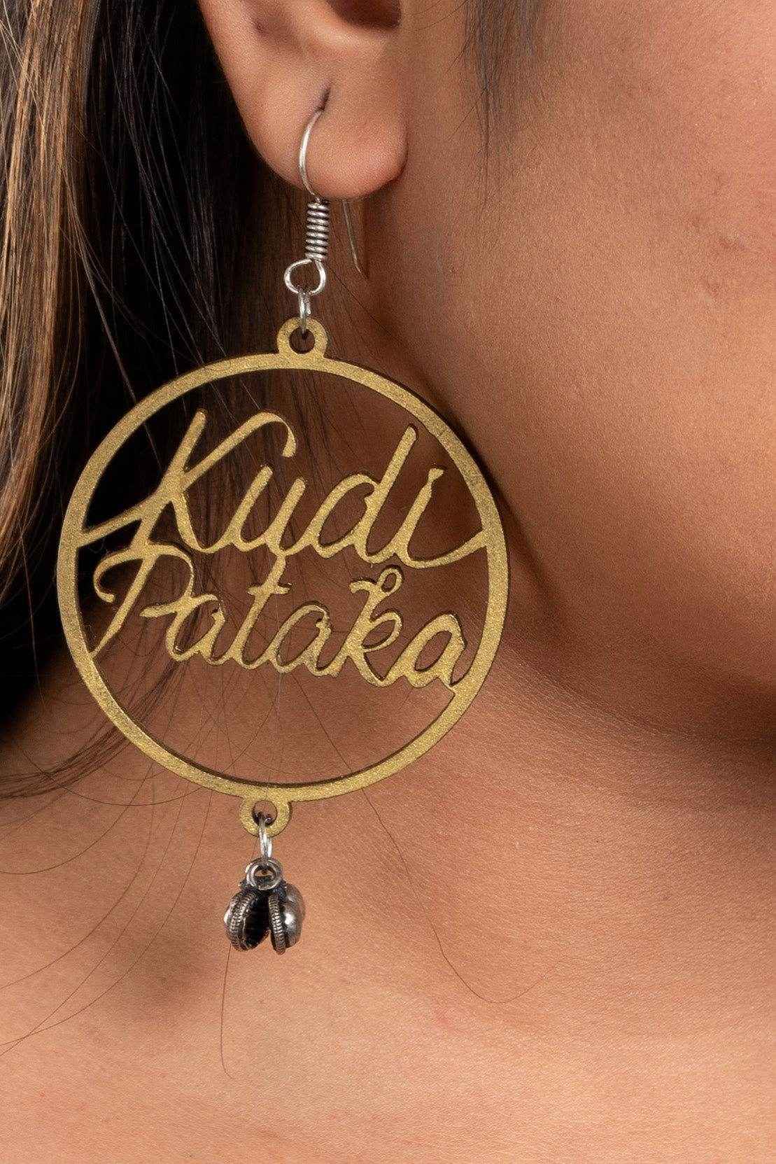 Quirky Golden Kudi Pataka Earrings with Ghungroo - Oxidised Silver, Non-Allergic, Ideal for Gifting - Lookandadorn.com