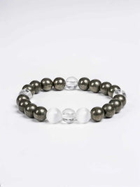 Pyrite Clear Quartz Raj Yog Bracelet with Self Recharge Selenite