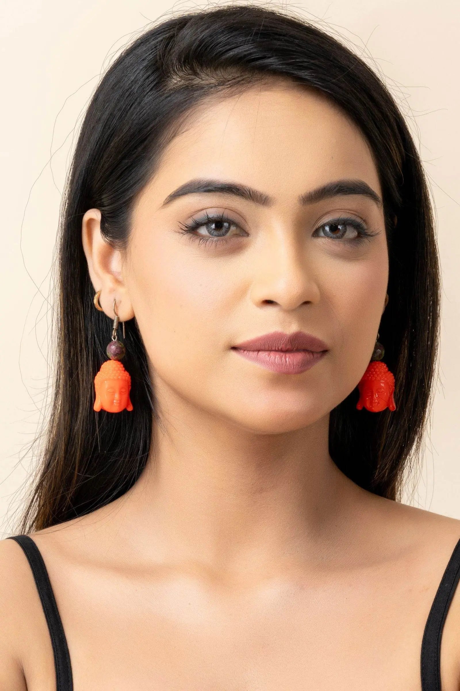 Red Acrylic Buddha Earrings - Stylish Spiritual Jewelry for Zen-Inspired Looks - Lookandadorn.com