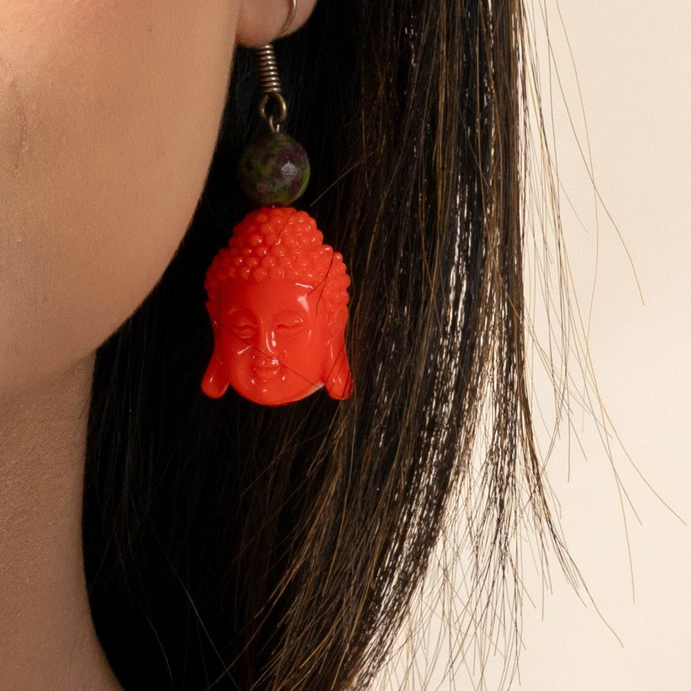 Red Acrylic Buddha Earrings - Stylish Spiritual Jewelry for Zen-Inspired Looks - Lookandadorn.com