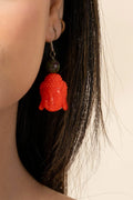 Red Acrylic Buddha Earrings - Spiritual Jewelry