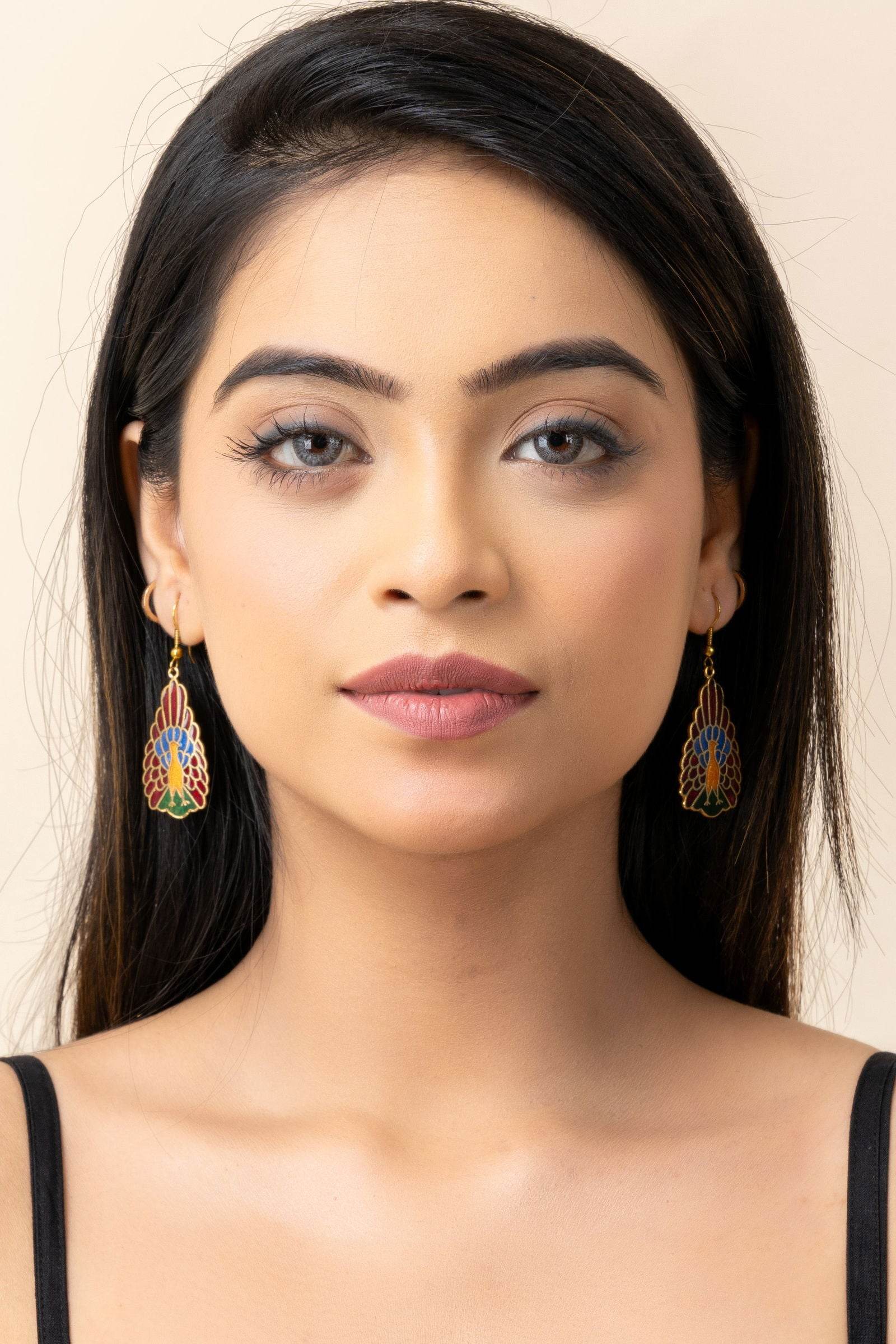 Vibrant Red Blue Meenakari Bird Earrings with Intricate Handcrafted Design for Elegant Style - Lookandadorn.com