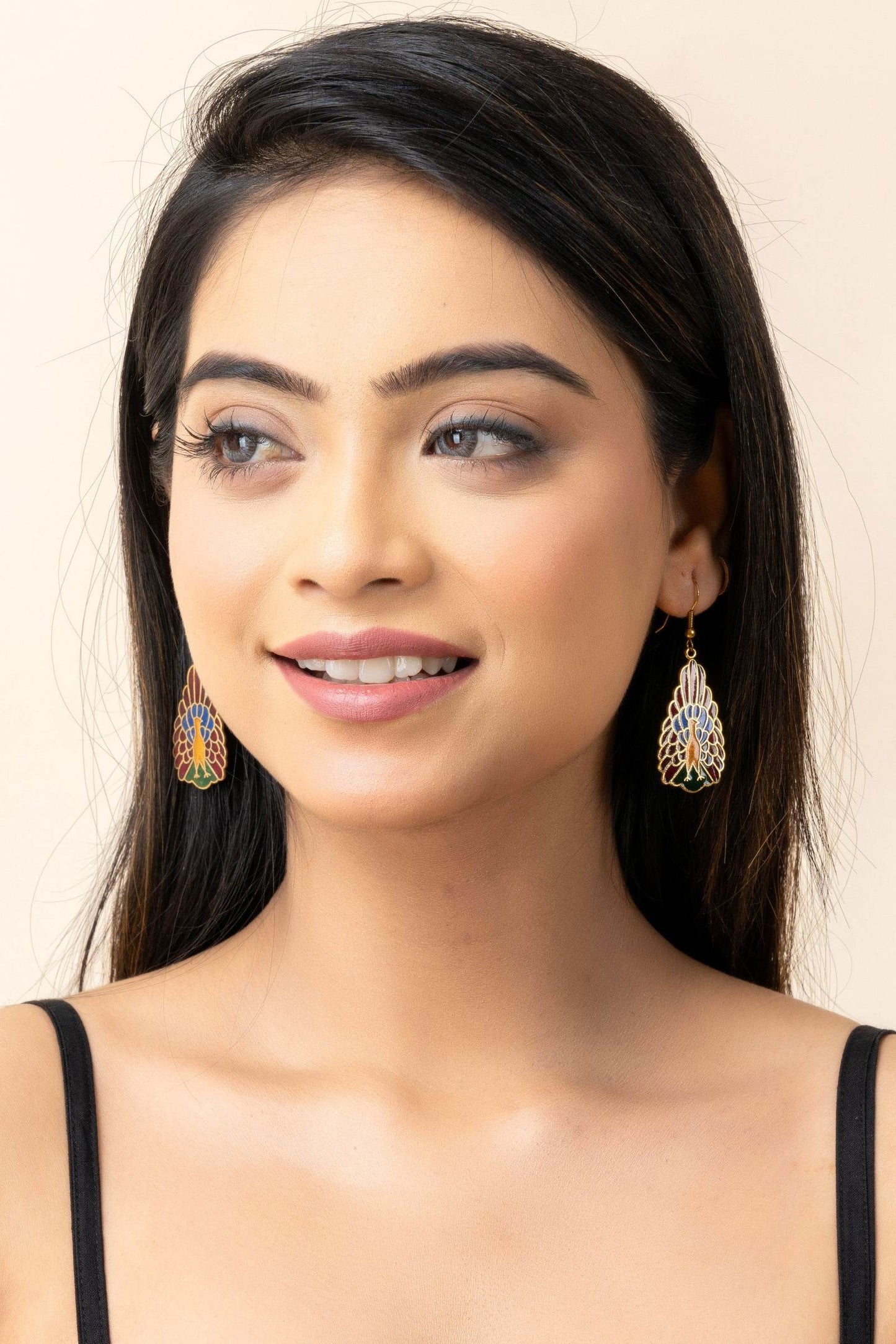 Vibrant Red Blue Meenakari Bird Earrings with Intricate Handcrafted Design for Elegant Style - Lookandadorn.com