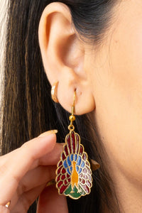 Vibrant Red Blue Meenakari Bird Earrings with Intricate Handcrafted Design for Elegant Style - Lookandadorn.com