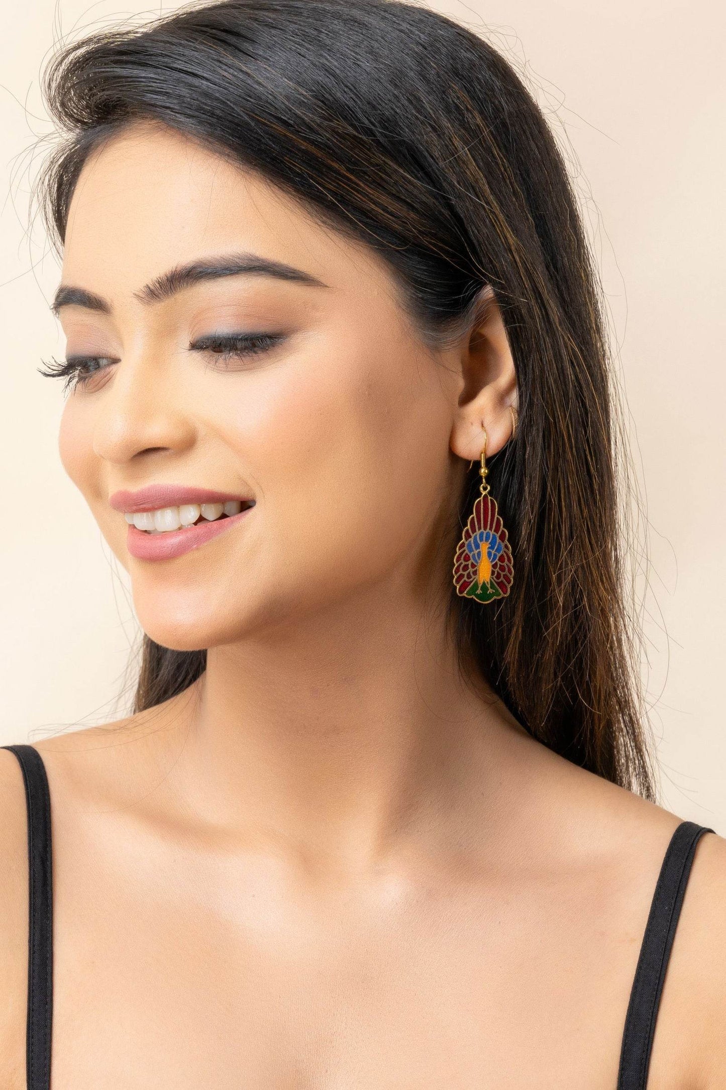 Vibrant Red Blue Meenakari Bird Earrings with Intricate Handcrafted Design for Elegant Style - Lookandadorn.com