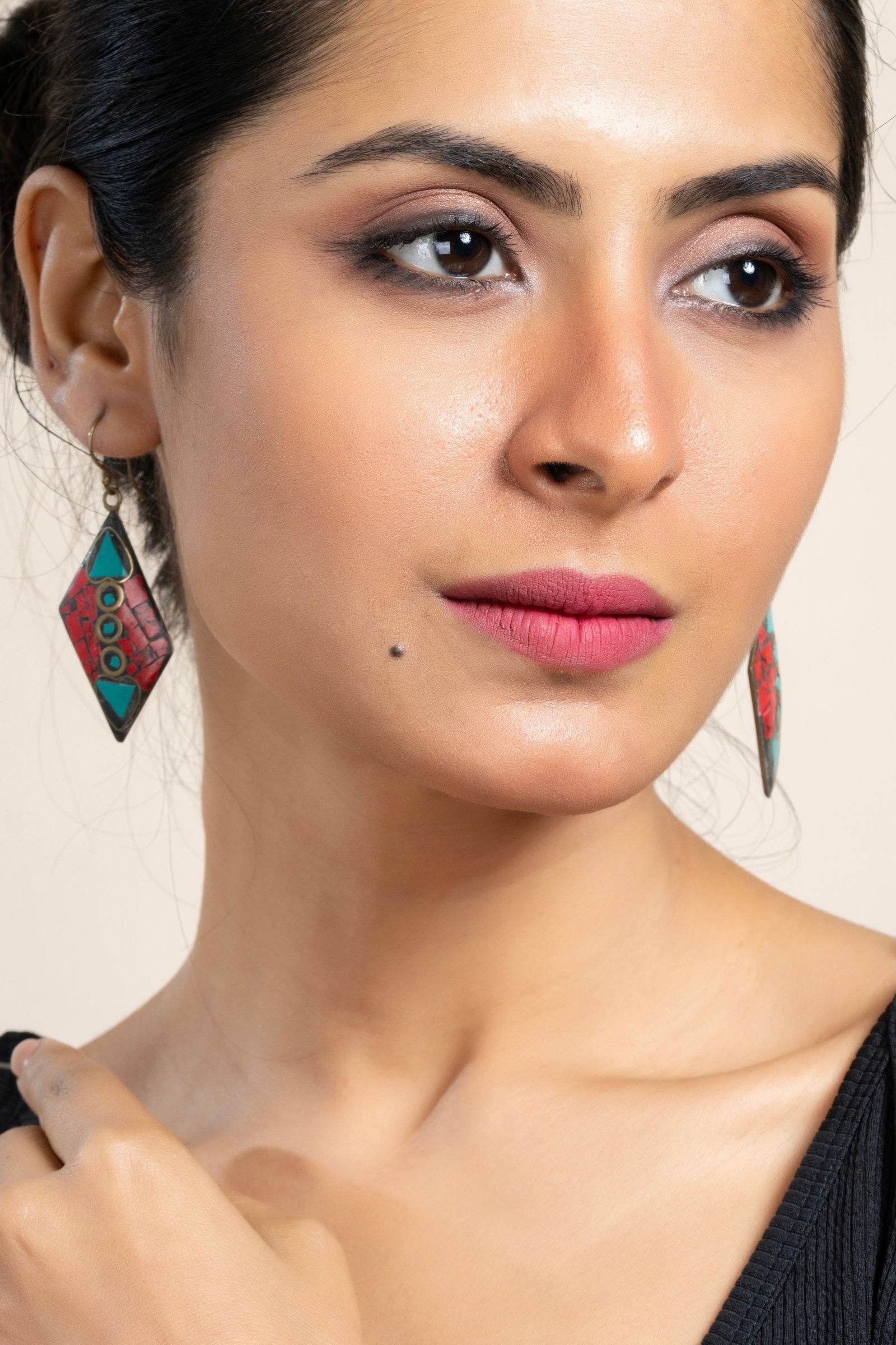 Red Turquoise Blue Tibetan Earrings - Elegant Design, Non-Allergic, Perfect for All Occasions - Lookandadorn.com