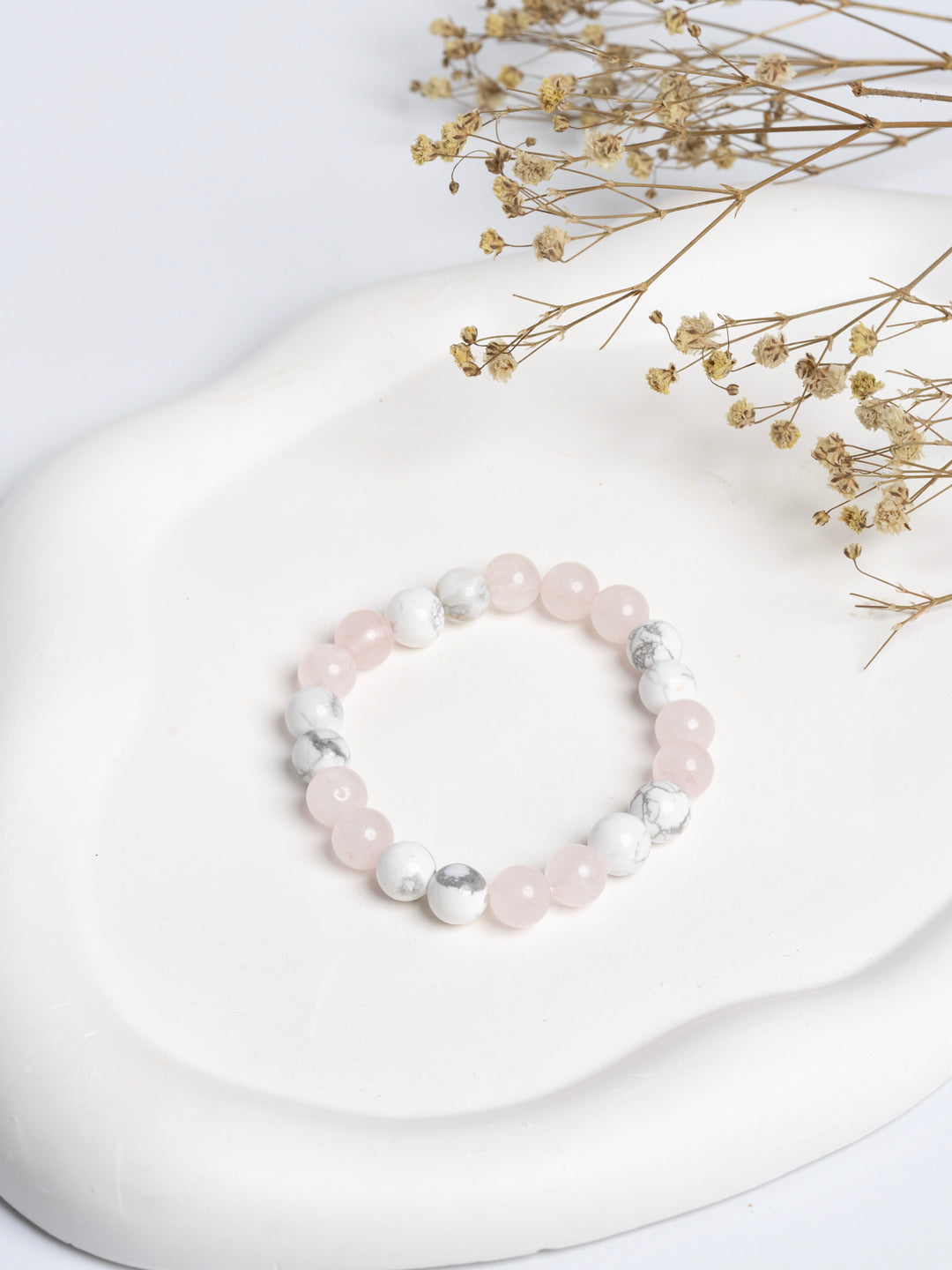 Rose Quartz Howlite Love Peace Bracelet LOOK AND ADORN - designed for you