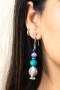 Handmade Semi Precious Blue Onyx Agate Fish Design Earrings