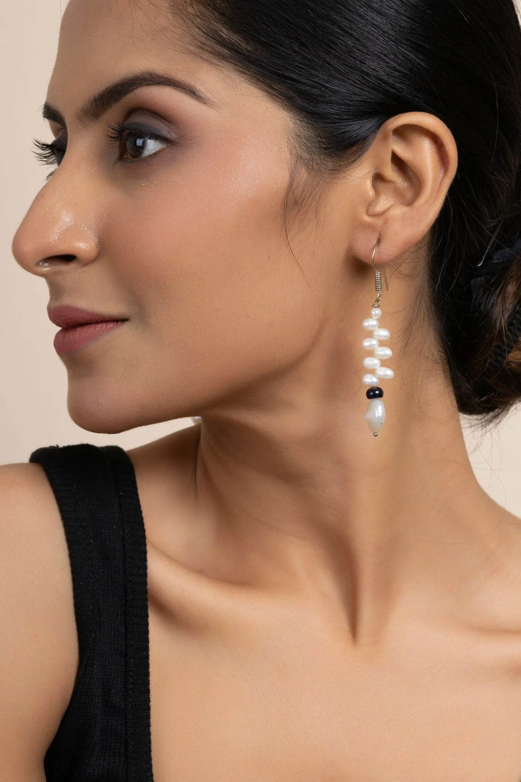 Semi Precious Freshwater Coin Pearl Earrings