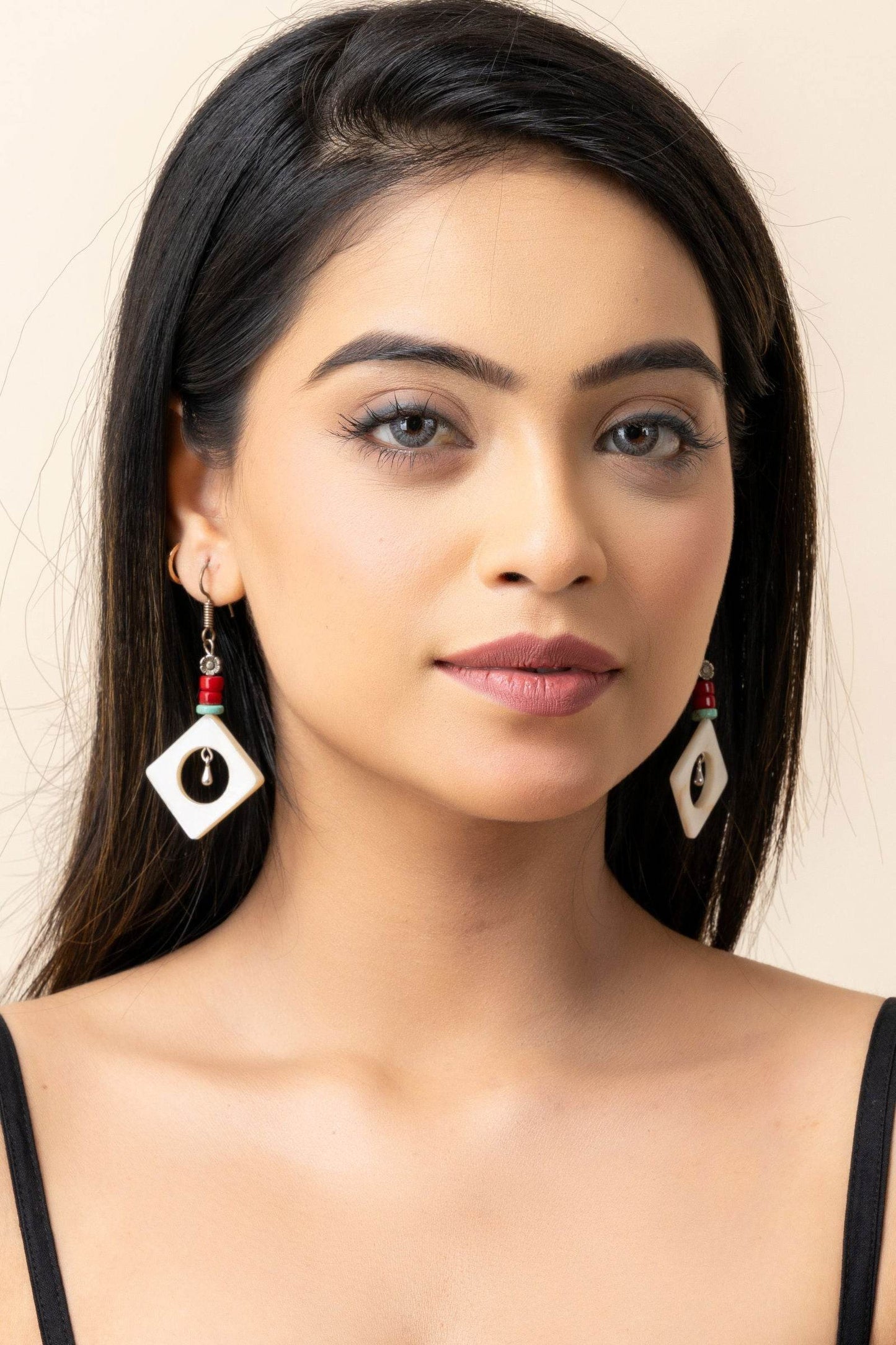 Handmade Semi Precious Mother of Pearl Coral Turquoise Earrings - Lookandadorn.com