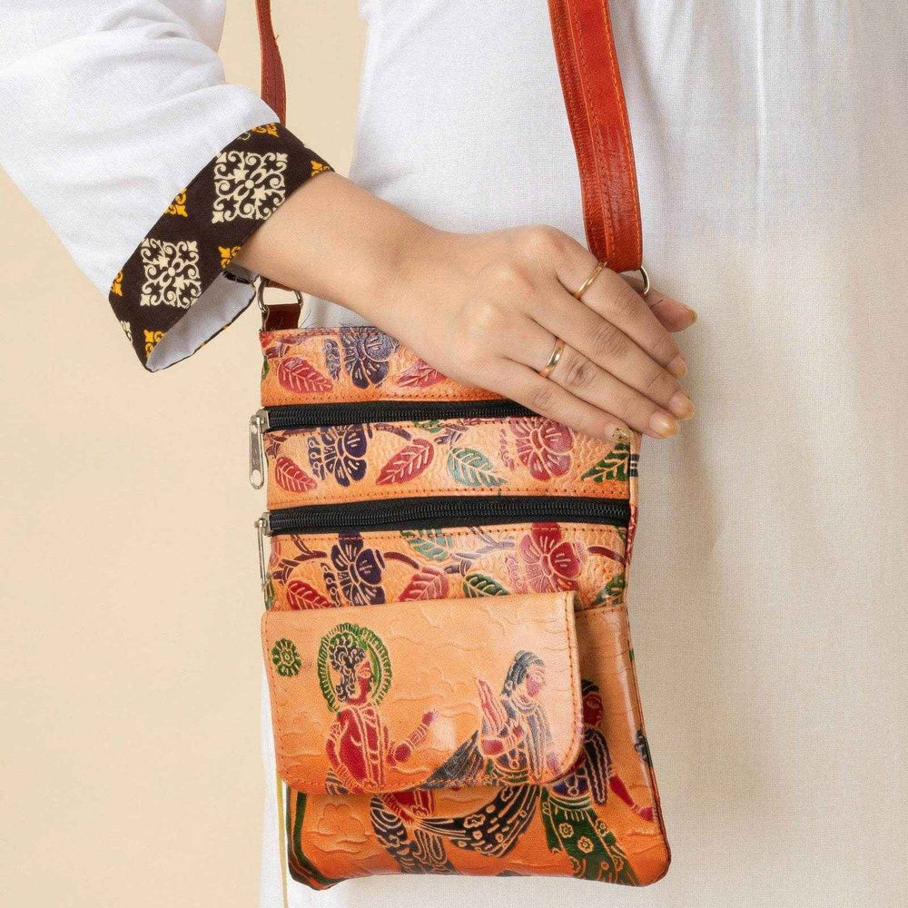 Shantiniketan Brown Leather Stylish Sling Bag for Women - Spacious & Trendy Crossbody Design - Lookandadorn.com