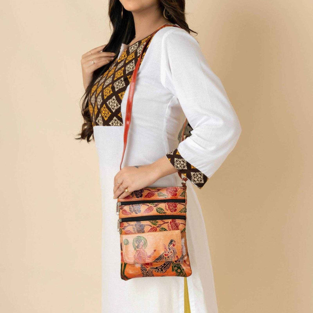 Shantiniketan Brown Leather Stylish Sling Bag for Women - Spacious & Trendy Crossbody Design - Lookandadorn.com