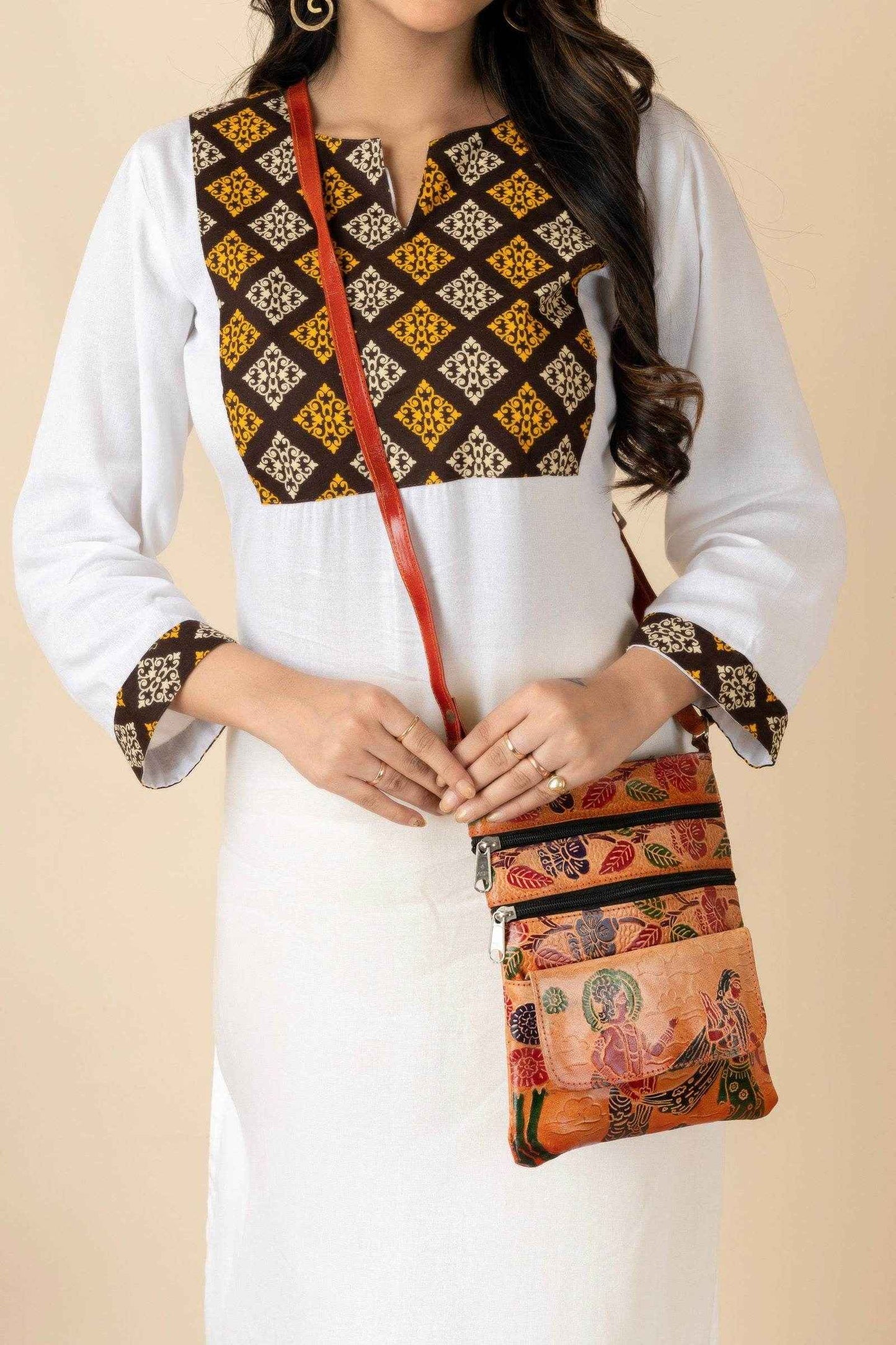 Shantiniketan Brown Leather Stylish Sling Bag for Women - Spacious & Trendy Crossbody Design - Lookandadorn.com