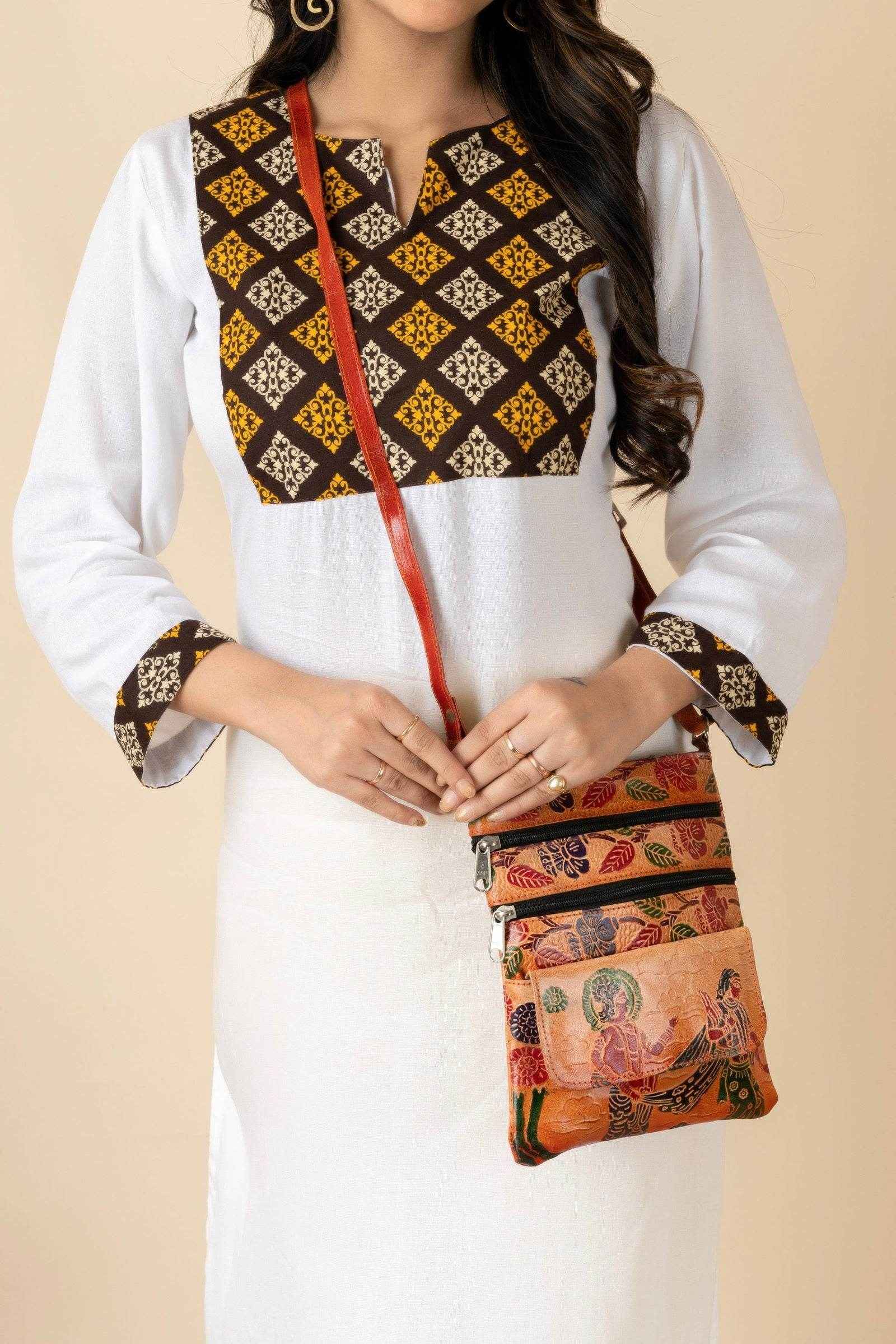 Shantiniketan Brown Leather Stylish Sling Bag for Women - Spacious & Trendy Crossbody Design - Lookandadorn.com