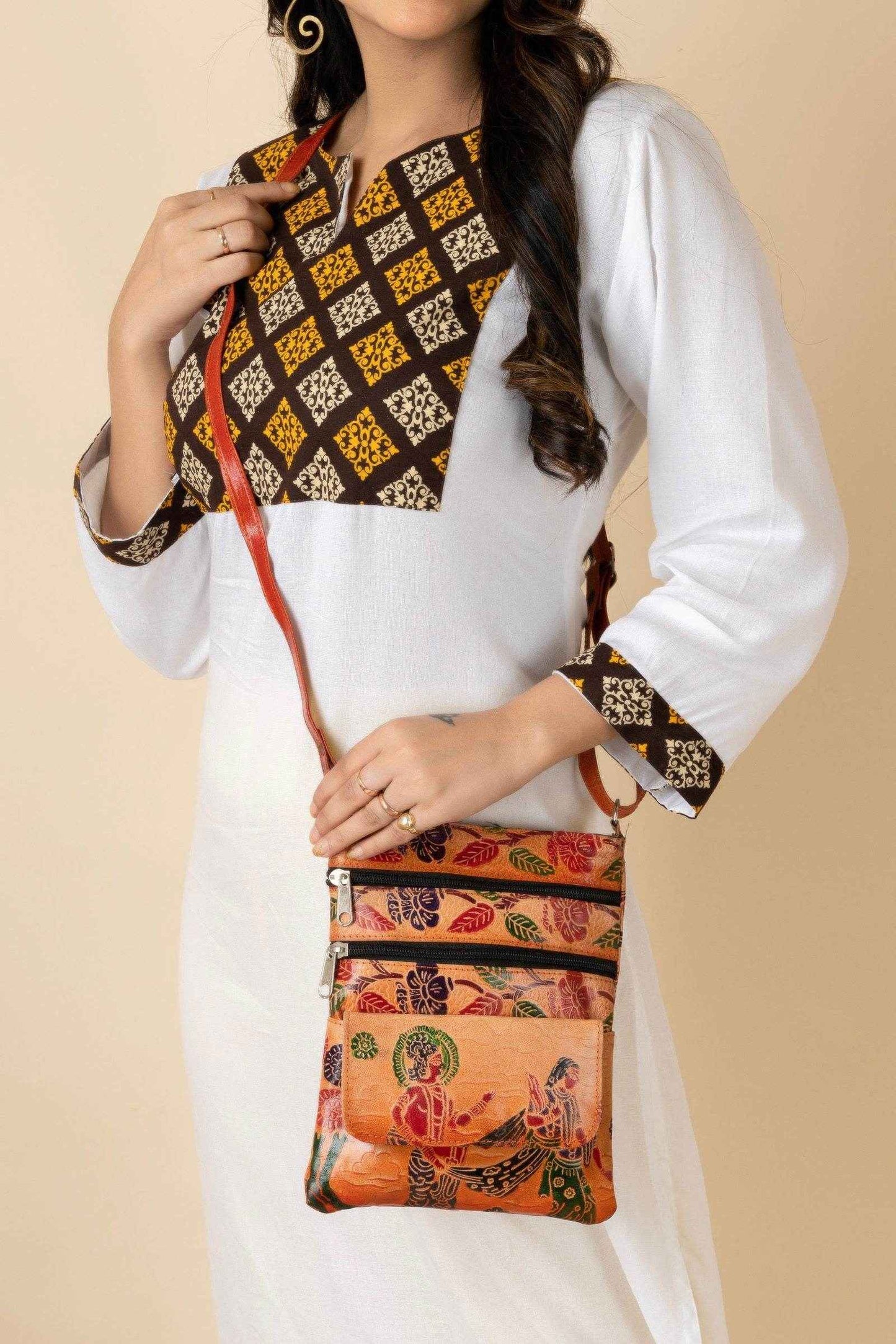 Shantiniketan Brown Leather Stylish Sling Bag for Women - Spacious & Trendy Crossbody Design - Lookandadorn.com