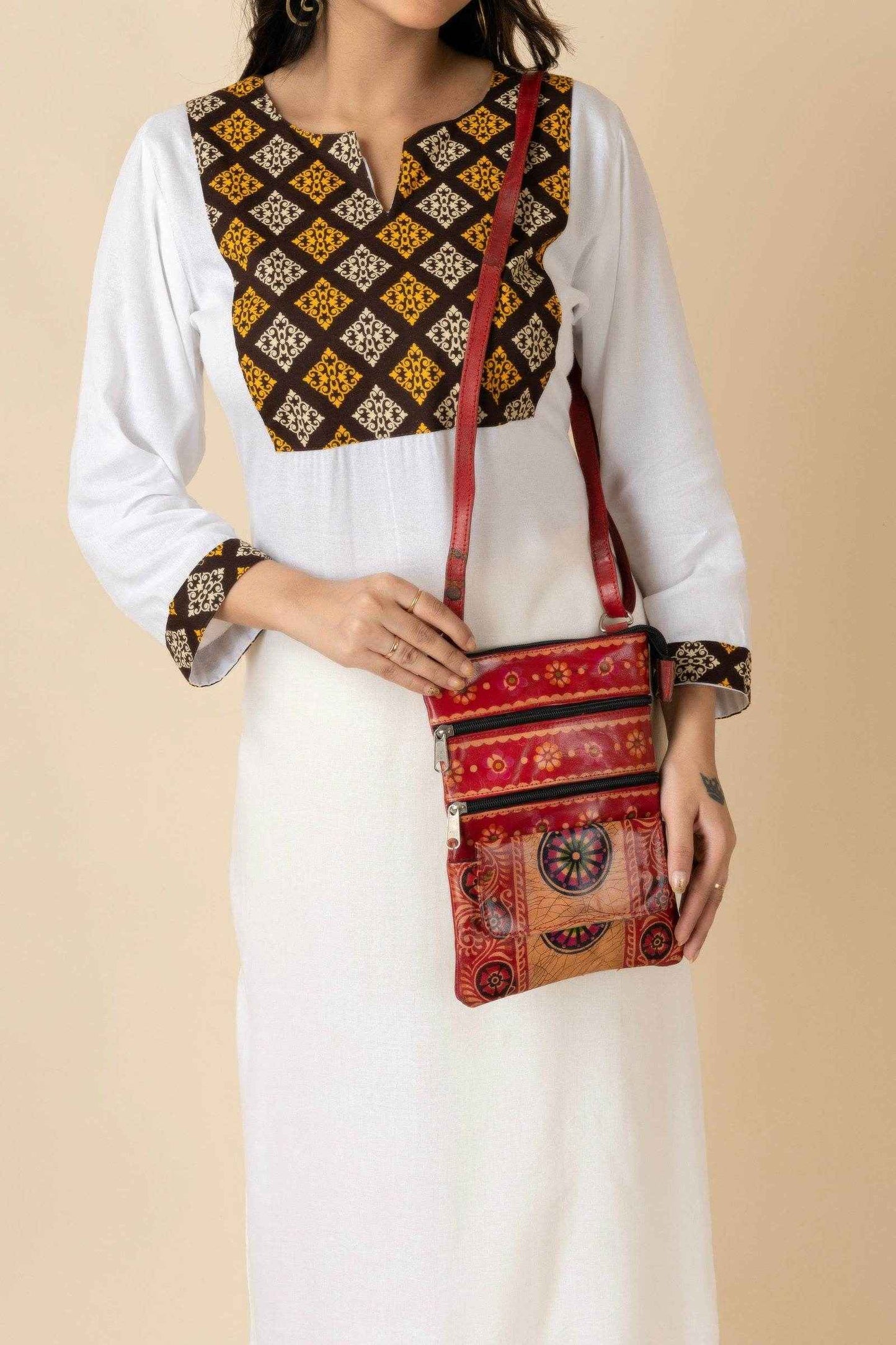 Handcrafted Leather Sling Bag For Women - Brown Crossbody Messenger Bag - Lookandadorn.com