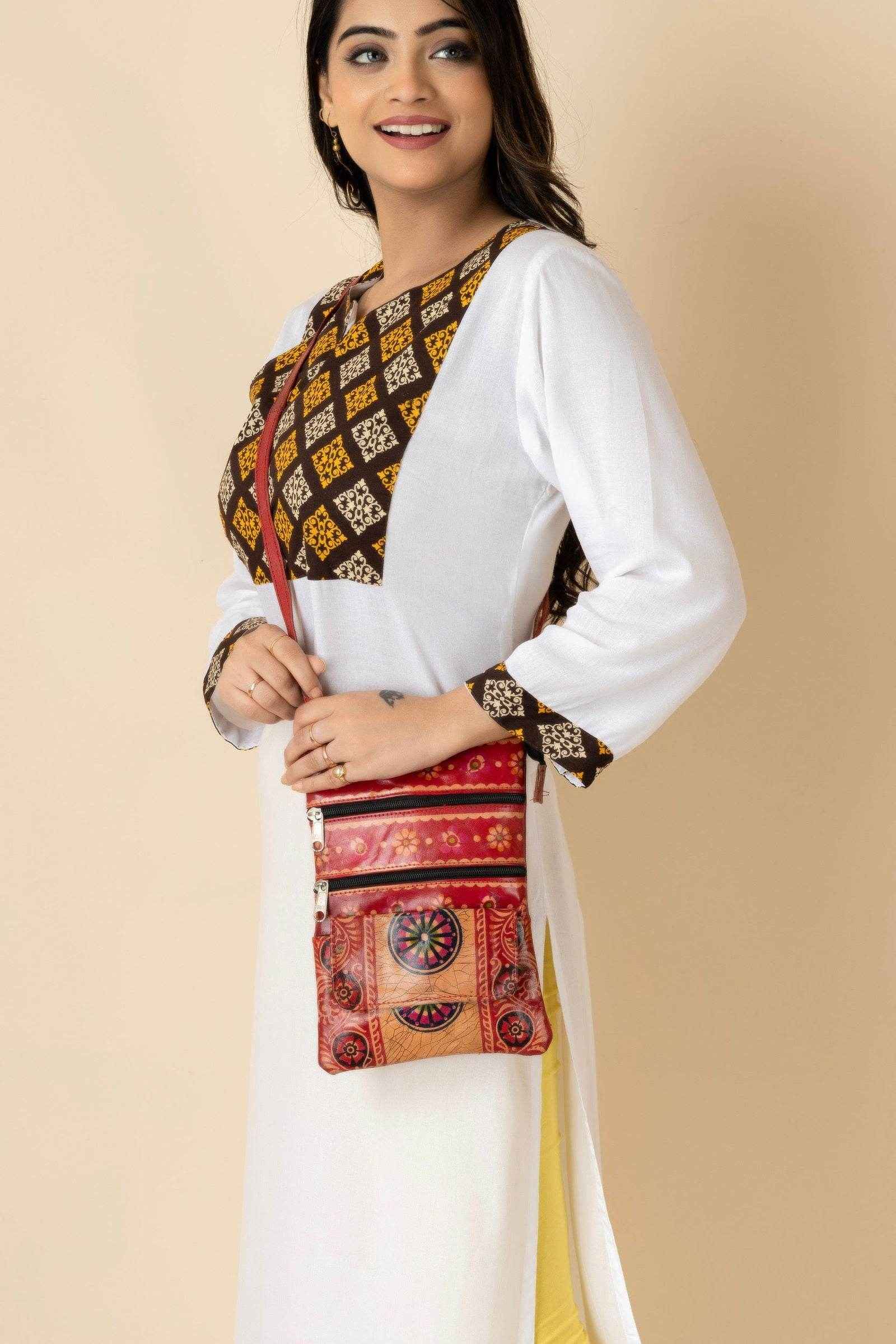 Handcrafted Leather Sling Bag For Women - Brown Crossbody Messenger Bag - Lookandadorn.com
