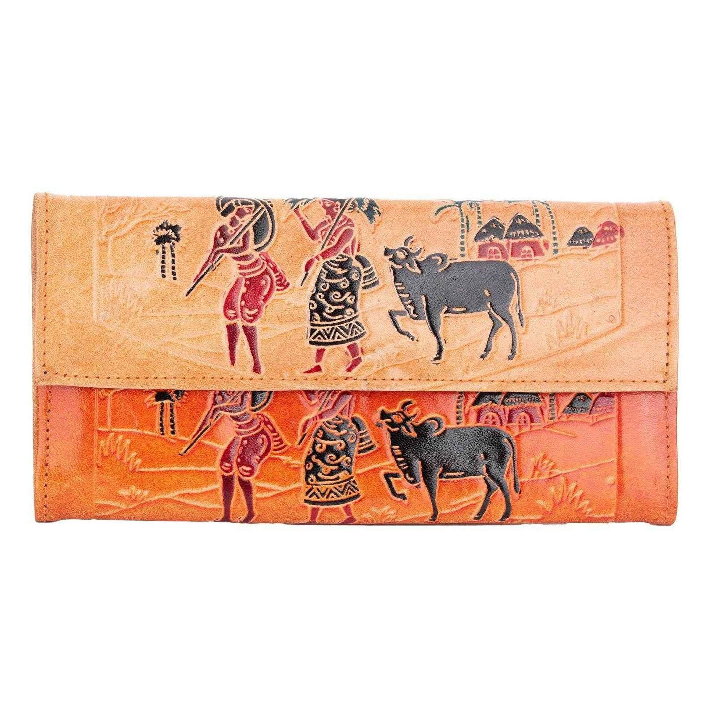 Shantiniketan Genuine Leather Large Clutch Handbag with 4 Compartments - Ideal for Women - Lookandadorn.com