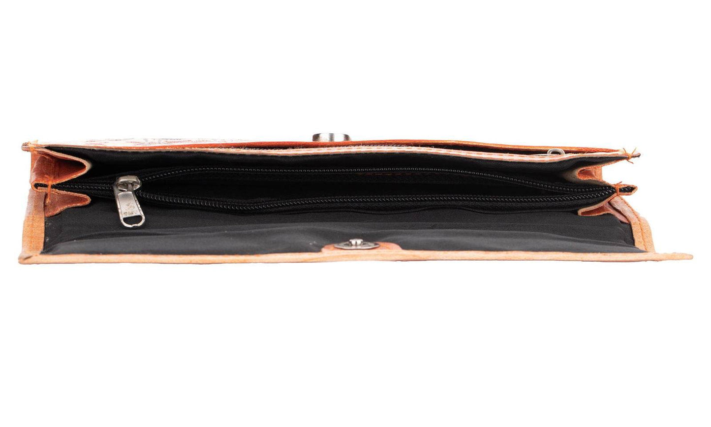 Shantiniketan Genuine Leather Large Clutch Handbag with 4 Compartments - Ideal for Women - Lookandadorn.com