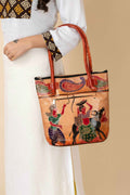 Shantiniketan Handcrafted Brown Leather Handbag for Women with 4 Compartments (10x11) - Lookandadorn.com