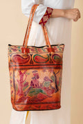 Shantiniketan Handcrafted Brown Leather Handbag for Women with Spacious Compartments, 14x14 Inches - Lookandadorn.com