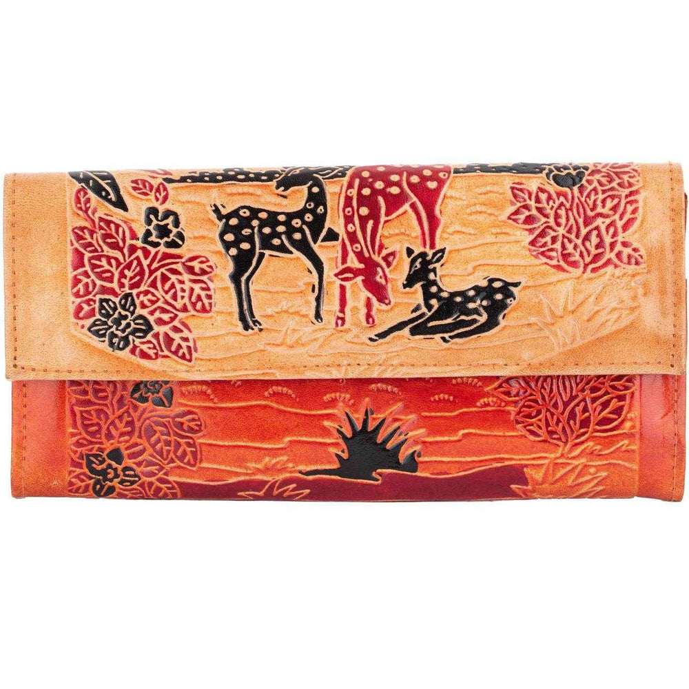 Shantiniketan Handmade Genuine Leather Large Purse Clutch Handbag with 4 Compartments (10x5) - Lookandadorn.com