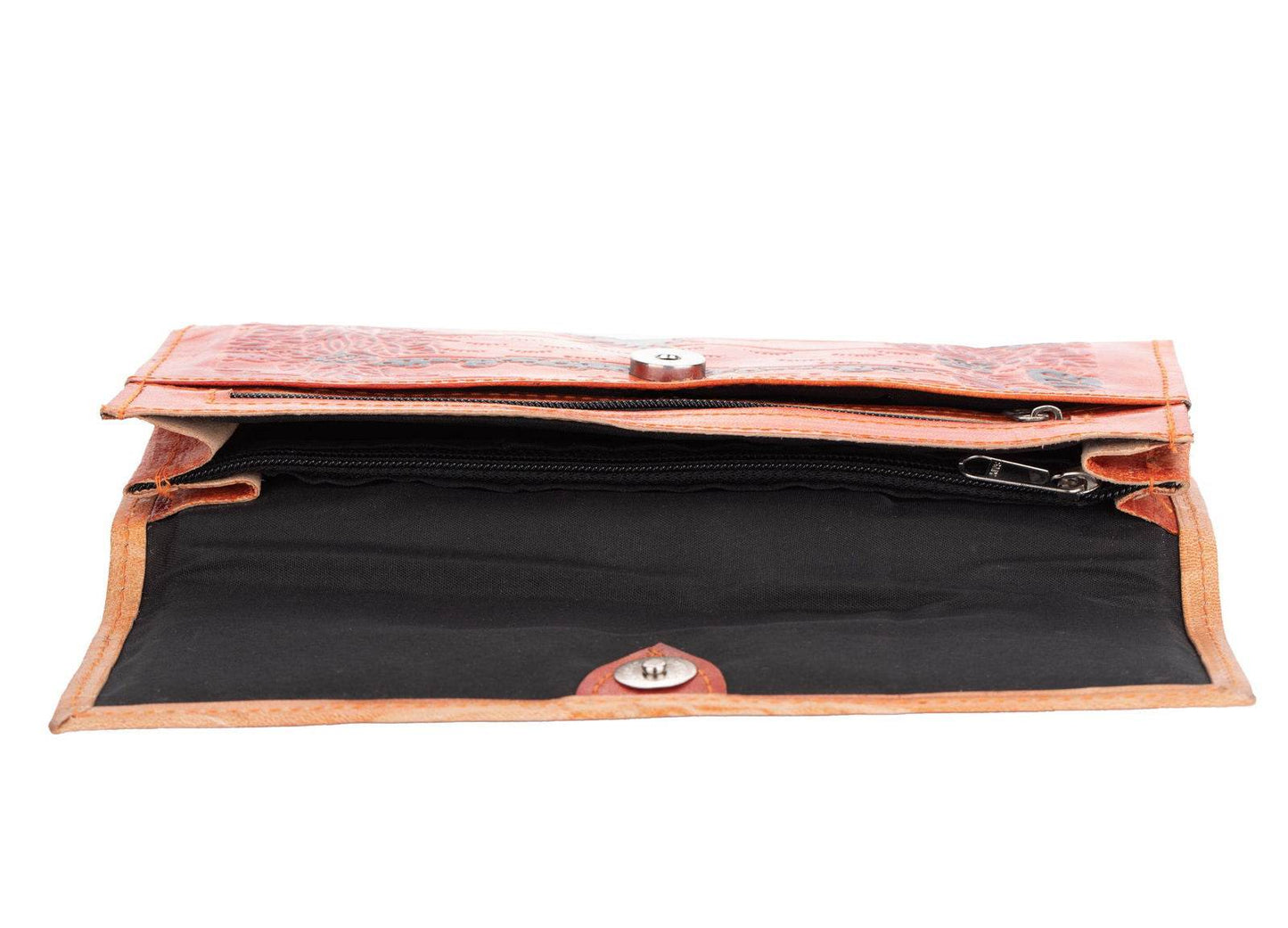 Shantiniketan Handmade Genuine Leather Large Purse Clutch Handbag with 4 Compartments (10x5) - Lookandadorn.com