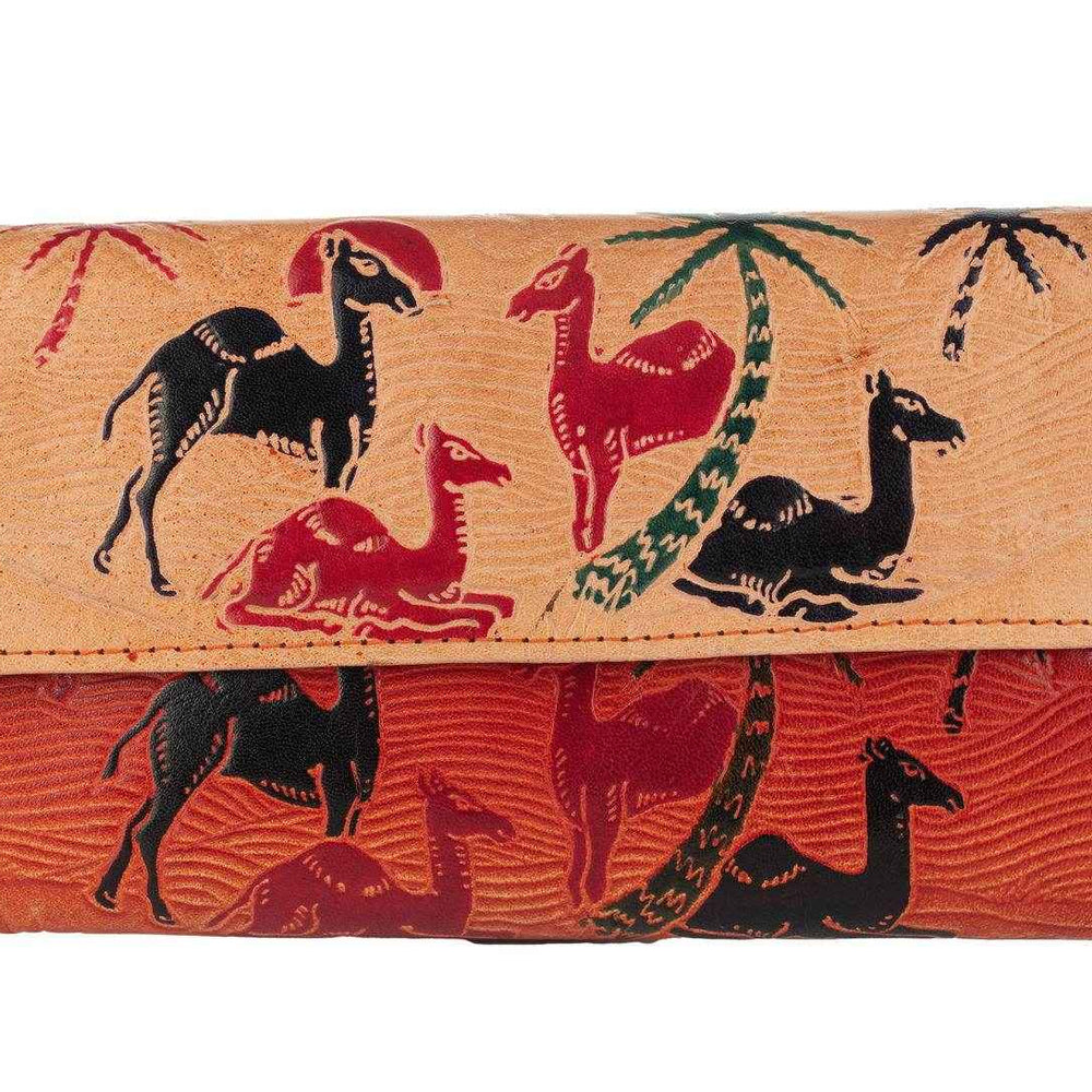 Shantiniketan Handcrafted Leather Large Clutch Bag with 4 Compartments – Stylish 10”x5” Design - Lookandadorn.com