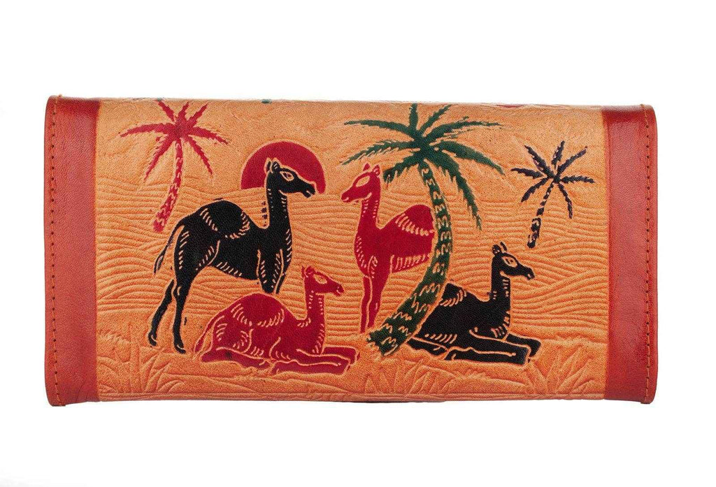 Shantiniketan Handcrafted Leather Large Clutch Bag with 4 Compartments – Stylish 10”x5” Design - Lookandadorn.com