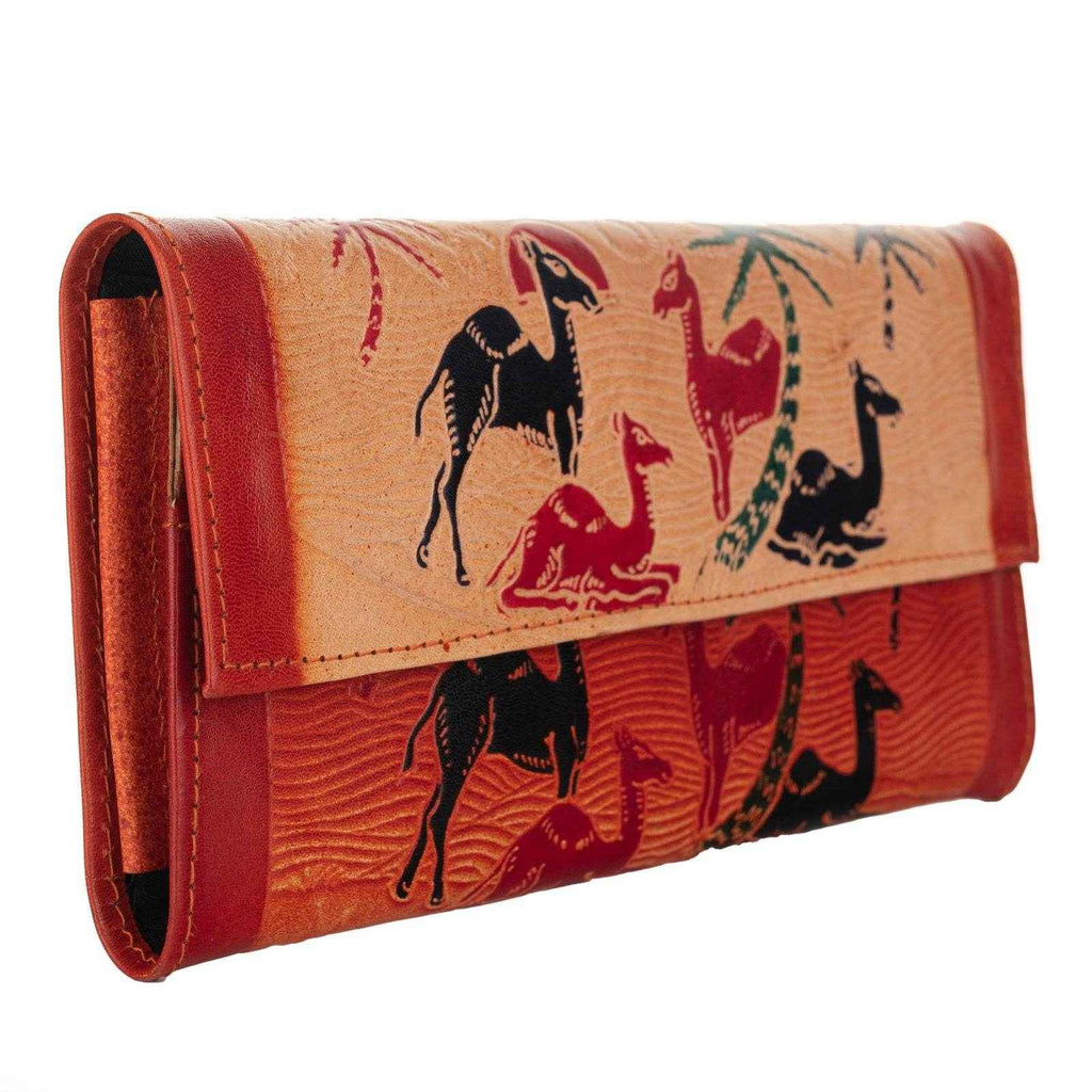 Shantiniketan Handcrafted Leather Large Clutch Bag with 4 Compartments – Stylish 10”x5” Design - Lookandadorn.com