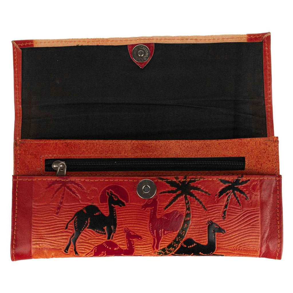 Shantiniketan Handcrafted Leather Large Clutch Bag with 4 Compartments – Stylish 10”x5” Design - Lookandadorn.com