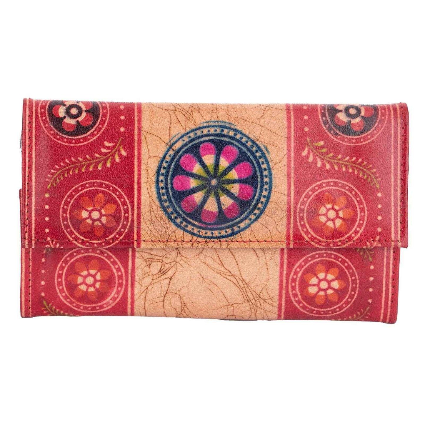 Shantiniketan Handcrafted Leather Medium Clutch Handbag with 4 Compartments - Stylish and Spacious - Lookandadorn.com