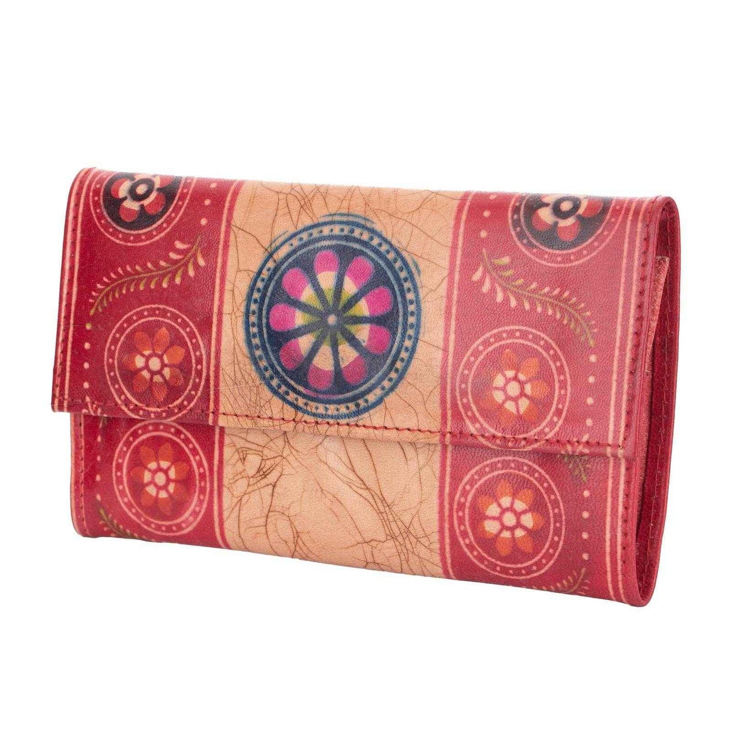 Shantiniketan Handcrafted Leather Medium Clutch Handbag with 4 Compartments - Stylish and Spacious - Lookandadorn.com