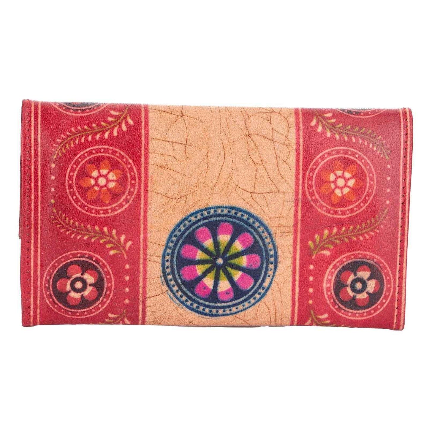 Shantiniketan Handcrafted Leather Medium Clutch Handbag with 4 Compartments - Stylish and Spacious - Lookandadorn.com