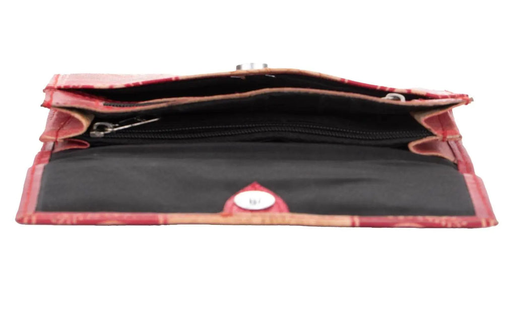 Shantiniketan Handcrafted Leather Medium Clutch Handbag with 4 Compartments - Stylish and Spacious - Lookandadorn.com