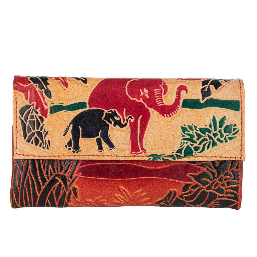 Shantiniketan Handcrafted Leather Small Clutch Handbag with 4 Compartments - 6x3.5 Inches - Lookandadorn.com