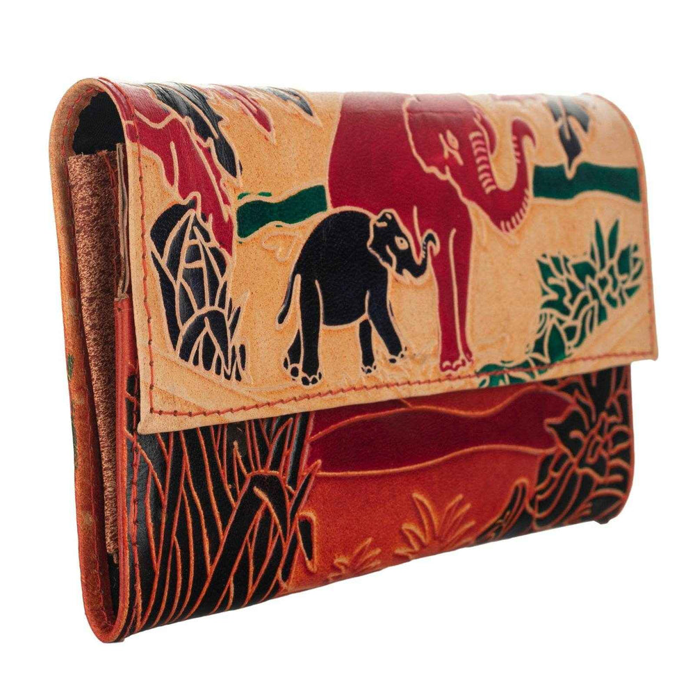 Shantiniketan Handcrafted Leather Small Clutch Handbag with 4 Compartments - 6x3.5 Inches - Lookandadorn.com