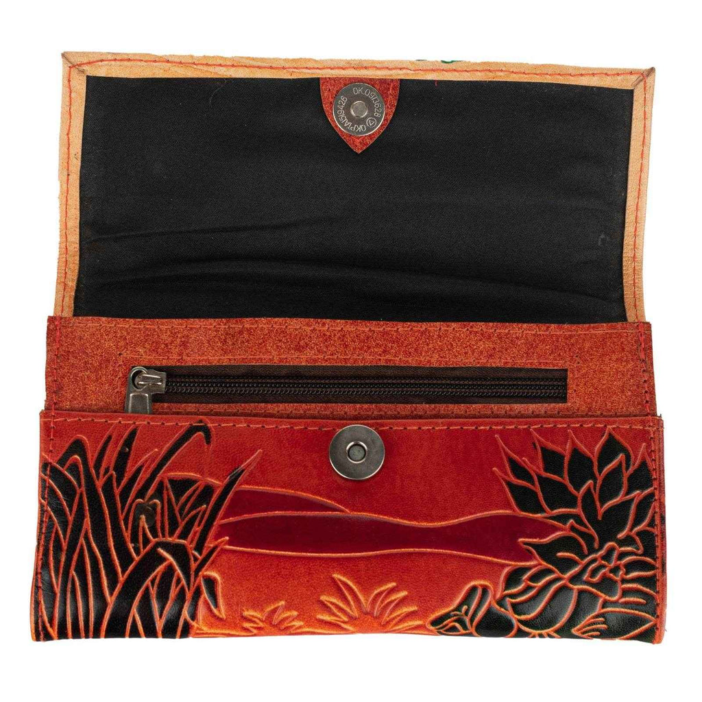 Shantiniketan Handcrafted Leather Small Clutch Handbag with 4 Compartments - 6x3.5 Inches - Lookandadorn.com